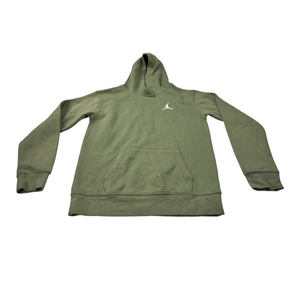 Jordan Youth XL Olive Green Pullover Hoodie With Kangaroo Pocket & Embroidered J
